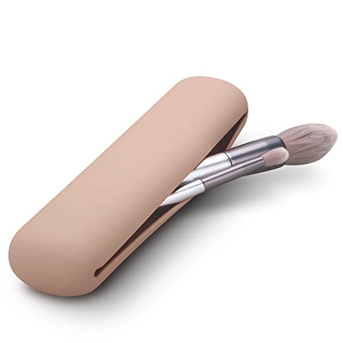 Travel Makeup Brush Holder with Magnetic Closure - Khaki