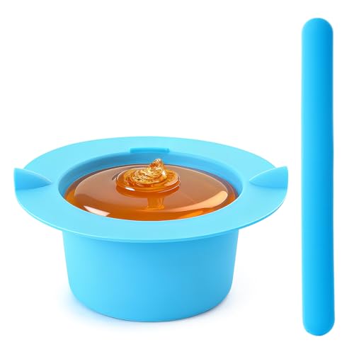 Silicone Wax pot Liner, Silicone Wax Bowl Warmer liner - non stick hair removal pot liner - with hair removal wax stick- Thickened version - [Blue]