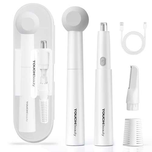 TOUCHBeauty Ear and Nose Hair Trimmer for Women-Upgraded All-in-One Facial Hair Trimmer with 11,000 RPM Powerful Motor, Rechargeable, IPX7 Waterproof, Easy to Clean, for Face Ear Nose and Eyebrow