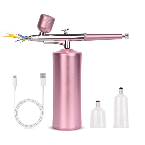 Cordless Airbrush Kit with Compressor 0.3mm Nozzle Pink