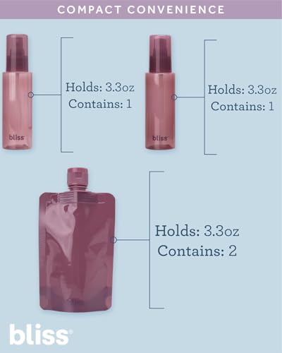 Bliss 10-Piece TSA Approved Leak-Proof Travel Bottles Set - Mauve, Refillable