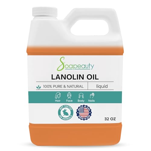 Soapeauty Lanolin Oil 100% Natural | Moisturizing Carrier Oil for Skin, Lips & Hair | Cosmetic & Soap Making Ingredient | DIY Formulations | 32 fl oz