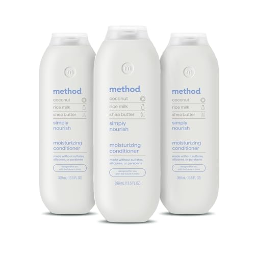 Method Moisturizing Conditioner, Simply Nourish with Shea Butter, Coconut, and Rice Milk Scent Notes, Paraben and Sulfate Free, 13.5 oz (Pack of 3)