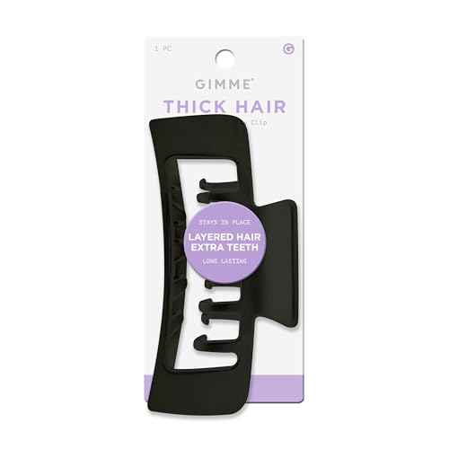 Gimme Beauty XL Rectangle Claw Clip Duo - Hair Clips with Velvet-Like Finish for All Hair Types - Non-Slip, Firm-Hold Daily Wear Accessory - Women¡¯s Claw Clip Set - Black