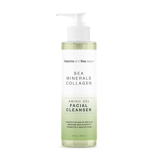 Amino Gel Facial Cleanser with Sea Minerals & Collagen ? Radiance, Oil Control, and Elasticity ? Vegan, Paraben-Free, 8 fl oz