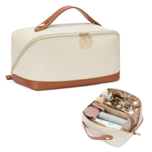 Telena Waterproof Makeup Bag with Organizer - Large Capacity Travel Case