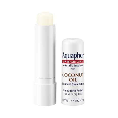 Aquaphor Naturally Inspired Lip Repair Stick with Coconut Oil and Natural Shea Butter, Hydrating Lip Balm Immediately Relieves Dryness, 0.17 Oz Stick