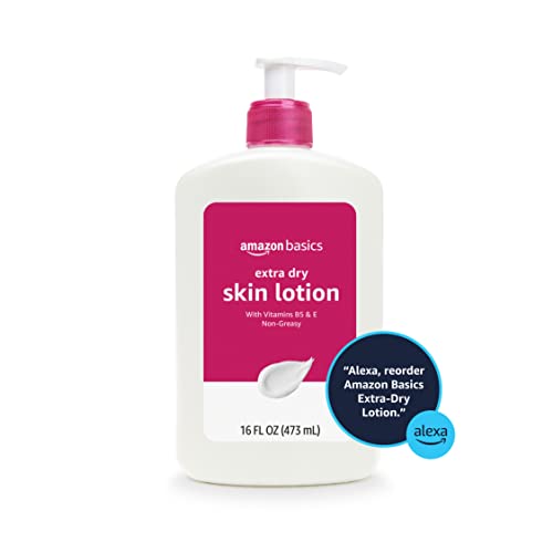 Amazon Basics Body Lotion for Dry Skin 16 fl oz with Vitamins B5 & E, Non-Greasy, Pack of 1