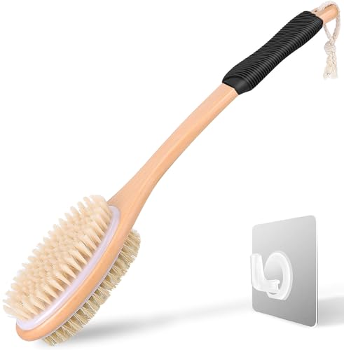 Long Handle Back Scrubber Brush for Shower – Double-Sided Exfoliating Body Brush for Women & Men