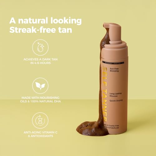 ESTB self tanning | self tanning lotion | Get The Darkest Tan Possible Bundle - Best Dark Self Tanning Mousse w Mitt Applicator, 1 Hour Sunless Tanner, No Fake Tan Smell, Vegan, 6.7 Fl Oz