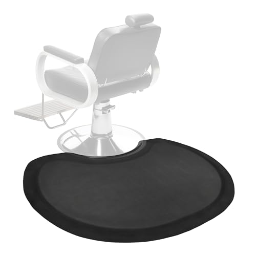 Anti Fatigue Semi Circle Salon Mat for Hair Stylist Anti-Slip Antique Series Salon & Barber Shop Chair Floor Mat (2.5' x 3.5' x 1/2'', Black)