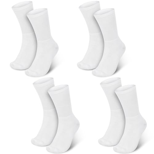 Silicherry Soft Cotton Eczema Socks - White Seamless Moisture Socks (4 Pairs)