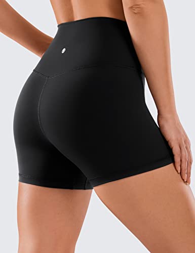 CRZ YOGA Women's Naked Feeling Biker Shorts - 6 Inches High Waist Yoga Workout Running Gym Spandex Shorts Black XX-Small