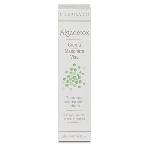 L'Erbolario Algadetox Face Cream Mask, 2-in-1 Skin Repairing Night Cream, Treatment with Vitamin C Extract, Helps Skin Regain Its Natural Splendour, Restores Skin's Natural Barrier, 1.6 oz