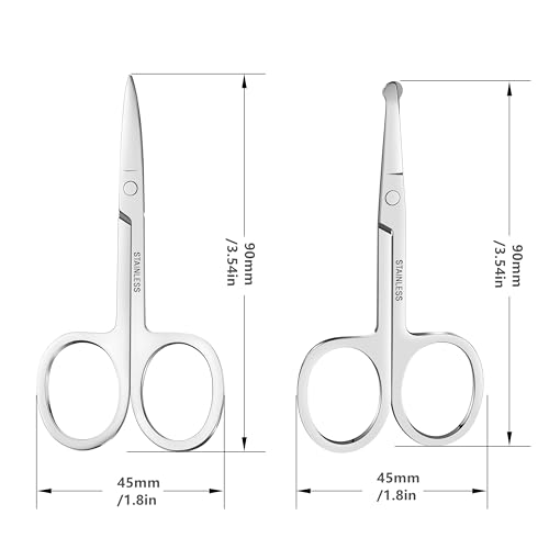 5-Piece Men's Safety Rounded Tip Small Scissors - Professional Stainless Steel Trimming Scissors for Mustache, Nose, Beard, Eyebrows, Eyelashes, and Ear Hair Cutting
