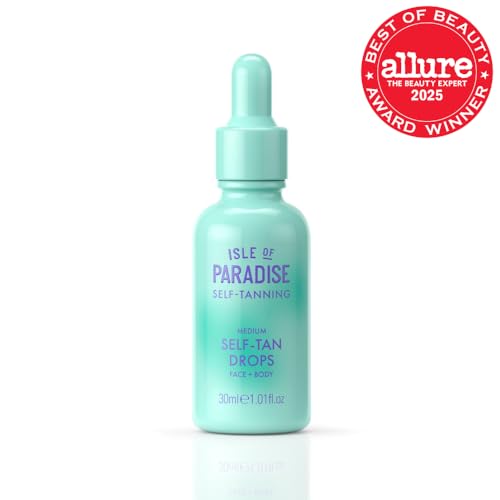 Isle of Paradise Self Tanning Face & Body Drops- Self Tanner Drops for a Natural Bronze, Long-lasting Tan, Cruelty Free, Fragrance Free & Dermatologist-Approved, 1.01 fl. oz
