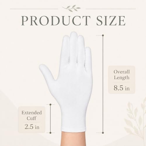White Cotton Moisturizing Gloves for Dry Hands & Eczema - 24 Pairs