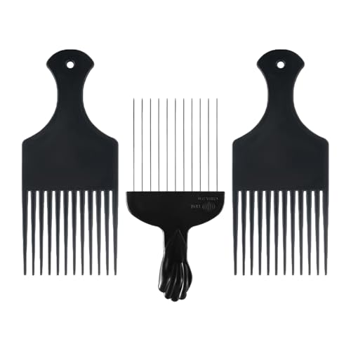 3-Pack Hair Pick Comb Set for Curly & Afro Hair