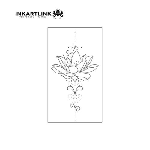 INKARTLINK Semi Permanent Tattoo, Temporary Tattoo, Party Tattoo, Beautiful and Realistic Design, Fun Tattoo Experience, Cruelty-free, Non-reflective, Waterproof (Lotus 5)