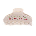 Large Claw Hair Clip with Rhinestone - Cream White Acetate