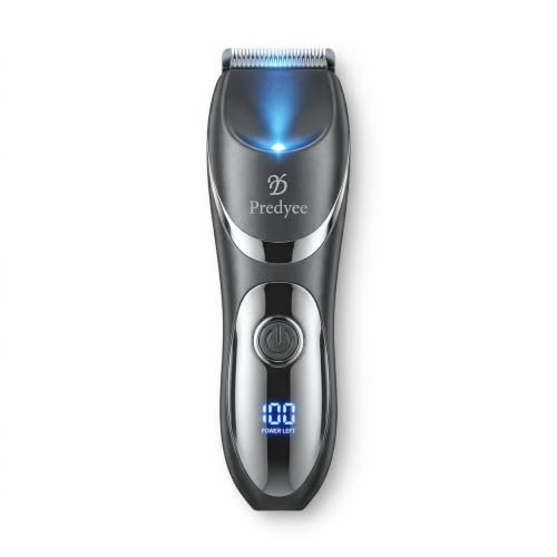 Predyee Men's Body Groomer Trimmer with Ceramic Blade, LED Light, USB-C Rechargeable, IPX7 Waterproof
