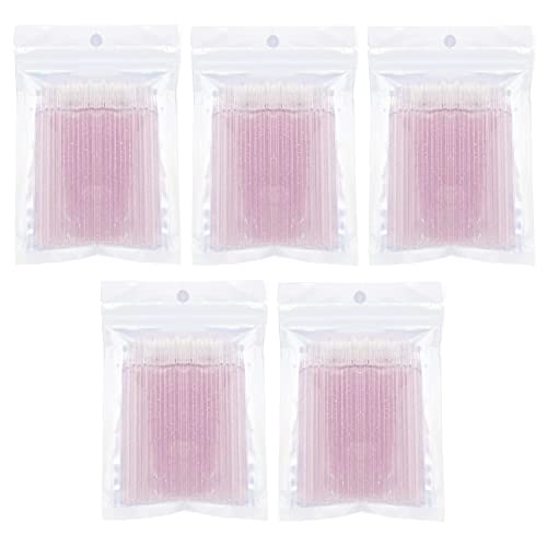 Disposable Micro Applicator Brushes 500 Pcs for Eyelash & Lip Makeup Pink