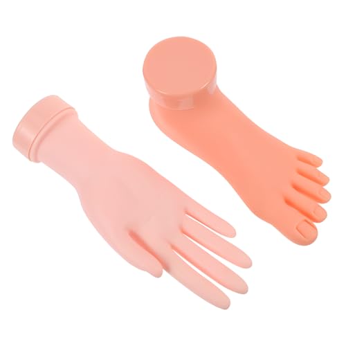 Beaupretty Manicure Practice Left Hand and Foot Model with Bendable Fingers Lightweight Fake Nail Art Trainer for Salon and Beginner Use 8.85 Inch