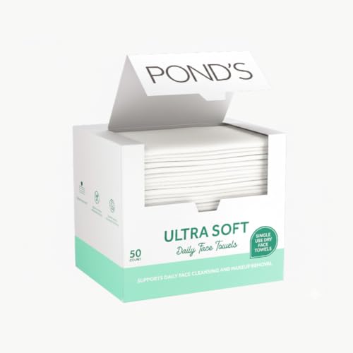 Pond's Ultra Soft Dry Face Towels, 50 Count – Single-Use Makeup Remover Wipes