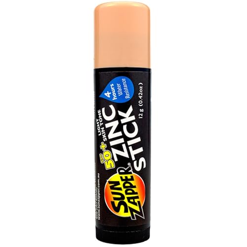 Sun Zapper Zinc Oxide Sunscreen Stick SPF 50+ Light Skin Tone ? Mineral Sunscreen for Face and Body, Water Resistant Sunblock for Sensitive Skin,Travel Size 12g (0.42 oz), Australian Made