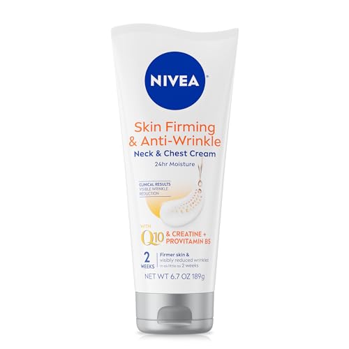 Nivea Skin Firming and Anti Wrinkle Neck and Chest Cream, 24-Hour Moisturizing Body Cream Reduces the Look of Fine Lines and Wrinkles, 6.7 Oz Tube