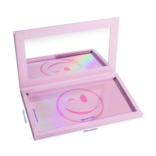 Pink Magnetic Makeup Palette with Mirror - Holds 28 Pans