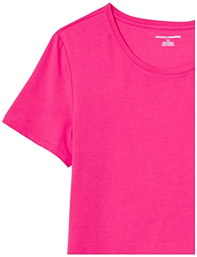 Amazon Essentials Women's Classic-Fit Short-Sleeve Crewneck T-Shirt, Pack of 2, Bright Pink/White, X-Small