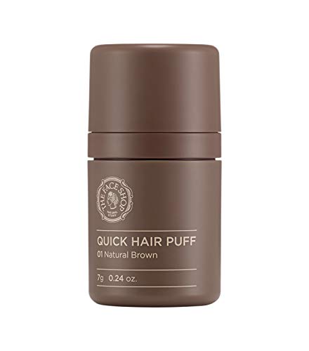 The Face Shop Quick Hair Puff | Empty Hair Line Covering | Hair Fibers for Thinning Hair | Natural Brown, 0.24 Fl Oz