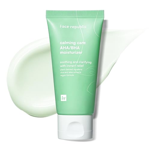 Face Republic Calming Care AHA/BHA Moisturizer 50ml 1.69 fl oz | Soothing Gel Cream | Lightweight | Clarifying & Moisturizing | Squalane, Cica, Aloe | For oily, irritated skin | Vegan Korean Skincare