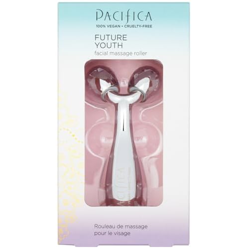 Pacifica Future Youth Stainless Steel Face Roller ? Cooling Dual Gua Sha Facial Massager for Sculpting, Contouring & De-Puffing ? Anti-Aging Skin Care Tool for Wrinkles & Fine Lines Lymphatic Drainage