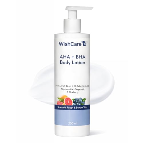 WishCare 10% AHA + 1% BHA Body Lotion for Men & Women - Body lotion for dry skin - Detans, Smooths Rough & Bumpy Skin 200ml