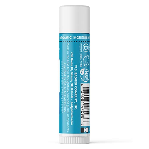 Badger Mineral Sunscreen Lip Balm SPF 15, Reef Safe, Zinc Oxide, Unscented, Travel Size, SPF Lip Balm Sunscreen Stick, .15 oz 4-Pack
