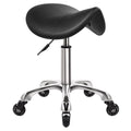 Heavy Duty Saddle Rolling Stool with Wheels Hydraulic Swivel Adjustable Rolling Stool Ergonomic Thick Leather Seat Chair for Kitchen Drafting Lab Office Salon Massage ? Black