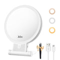 1X/30X Lighted Makeup Mirror, Rechargeable, 3-Color Modes