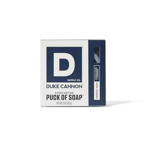 Duke Cannon Supply Co. Bar Soap Puck - Men's Rounded Bar Soap with Masculine Scents - Disc-Shaped Mens Soap - Hydrating & Deep Cleaning - All Skin Types - Midnight Swim, 5 oz