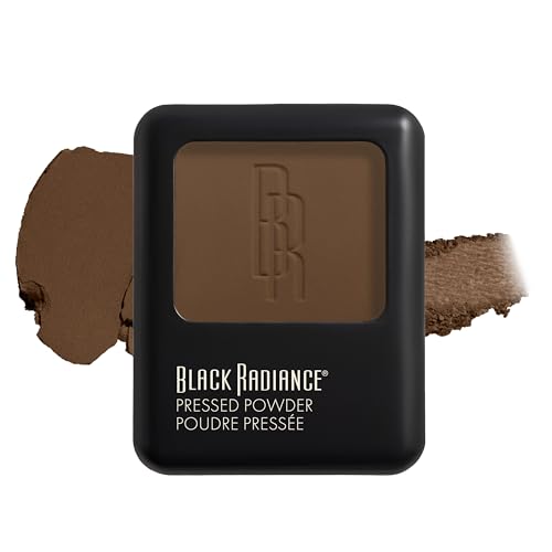 Black Radiance Pressed Powder, Pigment-Rich Matte Finish for Dark Skin Tones, Oil-Absorbing Compact with Mirror & Sponge - Rich Mahogany