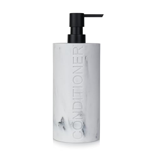 Conditioner Dispenser Luxurious Refillable Pump Bottle with Embossed Text, Durable Construction for Bathroom and Kitchen