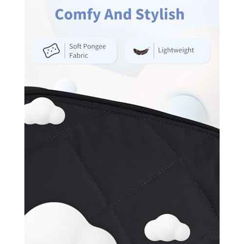 Ceneda Puffy Padded Makeup Bag Travel Toiletry Bag Quilted Makeup Pouch Organizer Bag Cosmetic Bag for Women (Black)