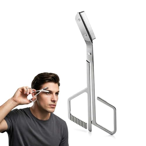 Stainless Steel Eyebrow Scissors with Comb - Precision Trimming Tool