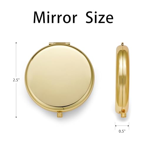 Compact Travel Makeup Mirror - 1X/2X Magnification, Gold, 6 Pack
