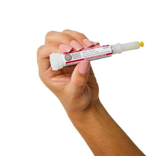 Beauty Secrets Drip & Clog Proof Nail Glue Bundled with Zebra Cushion Nail File Medium Coarse 180/100 Grit (2 Pack) by Beauty Secrets