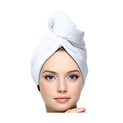 KEEPOZ Cotton Hair Towel Wrap with Button - Quick Dry