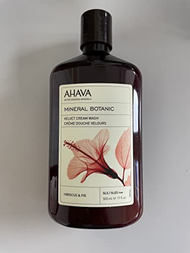 AHAVA Mineral Botanic Velvet Cream Body Wash, Hibiscus & Fig - Washes Away Dirt and Impurities, Relaxes, Enriched with Exfoliating Hibiscus with Malic & Citric Acid, Fig & Exclusive Osmoter, 17 Fl.Oz