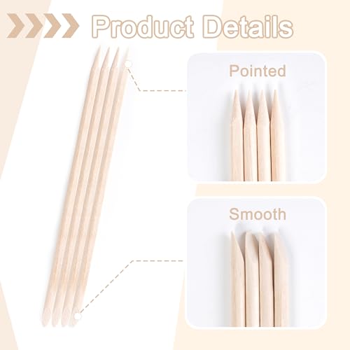 400 Pcs Orange Wood Cuticle Sticks - 4.5 Inch Double-Ended Nail Tools