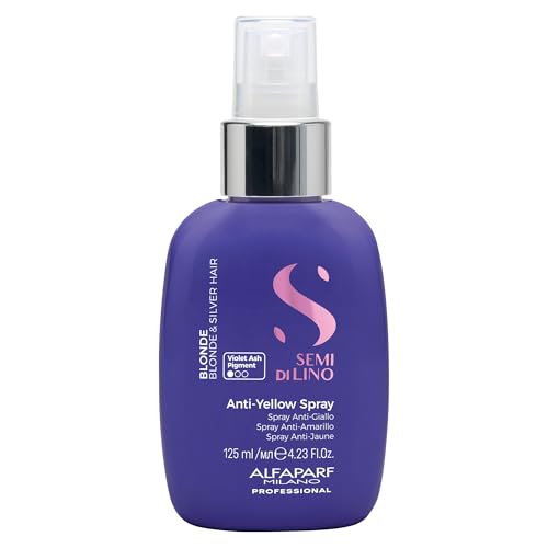 ALFAPARF MILANO Semi di Lino Blonde Anti-Yellow Spray for Blonde, Platinum and Silver Hair - Sulfate Free Lightening Spray - Removes Yellow, Brassy Tones - Detangles, Corrects Brassiness